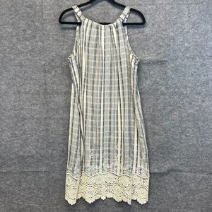 NWT HOPE AND HARLOW Shift Dress Women's Size 10 Pale Blue Cream Striped Halter